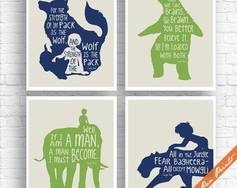 Jungle Book Art Print Set – Nursery Decor, Storybook Theme (Unframed)