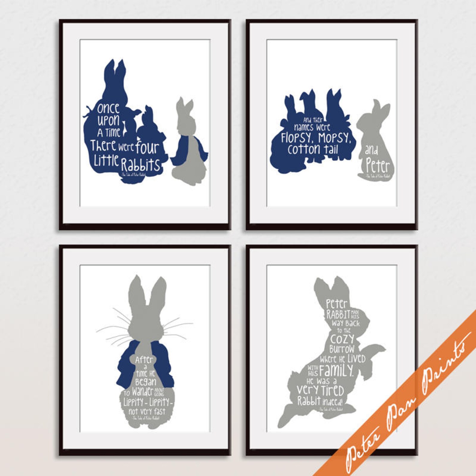 the tale of peter rabbit quotes set of 4 art print etsy