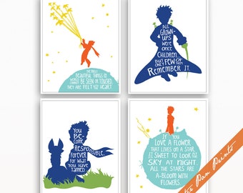 The Little Prince Art Prints, Set of 4, Nursery Decor