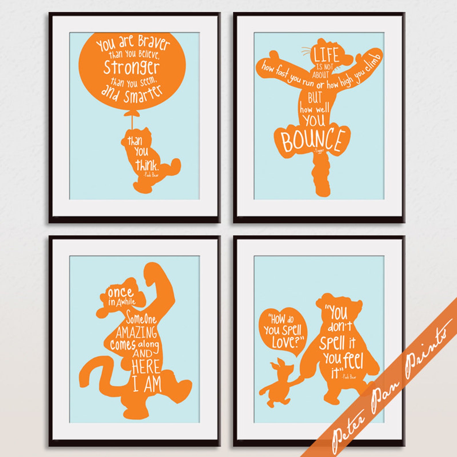 Winnie the Pooh Quotes Set of 4 Art Print Unframed Etsy