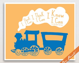 Little Engine That Could Print, Train Kids Room Art (Unframed)
