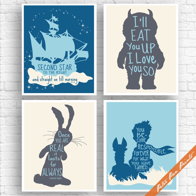 Gender Neutral Storybook Art Prints series D Set of 4 Art Etsy