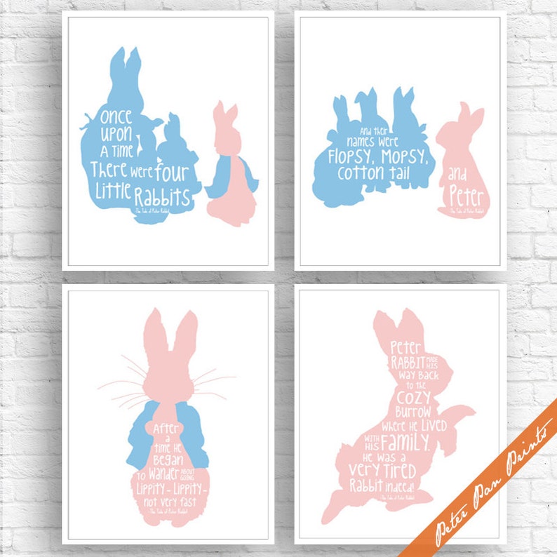 The Tale of Peter Rabbit Quotes Set of 4 Art Print Etsy