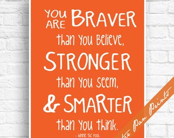 Winnie the Pooh Quote Art Print, Unframed Inspirational Decor