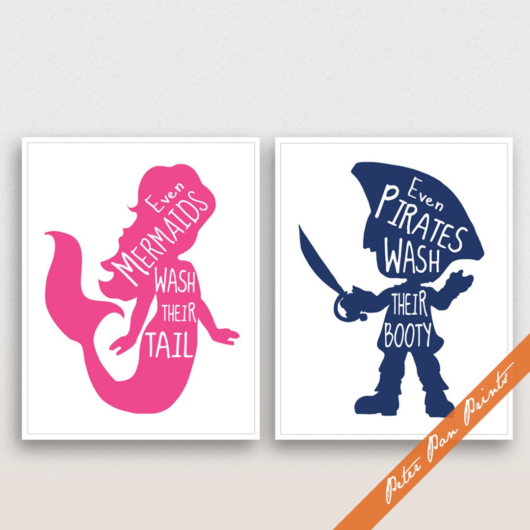 Even Mermaids Wash Their Tail, Even Pirates Wash Their Booty B Unframed ...