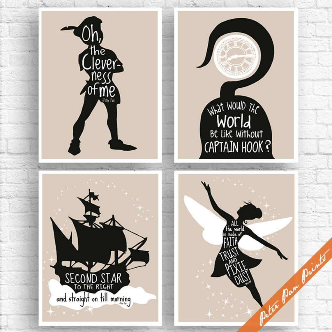Peter Pan Neverland Inspired Quotes Set of 4 Art Print Etsy