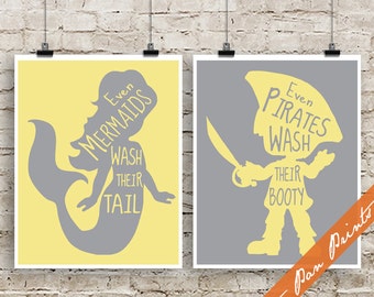 Even Mermaids Wash Their Tail Even Pirates Wash Their Booty | Etsy
