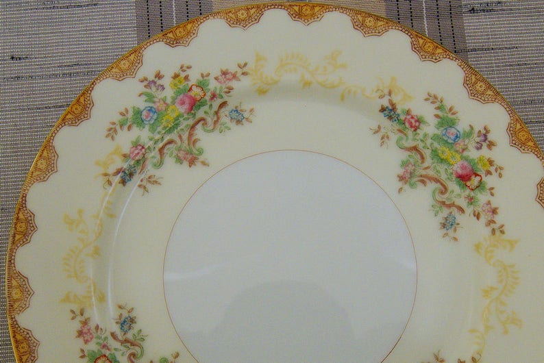 6 Vintage Meito China Dalton Hand Painted Floral Salad Plates Etsy