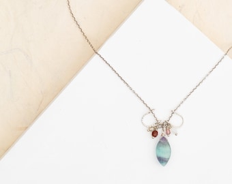 Gemstone pendant necklace // silver pendant necklace // fluorite necklace // blue pendant necklace // boho necklace // unique jewelry gift