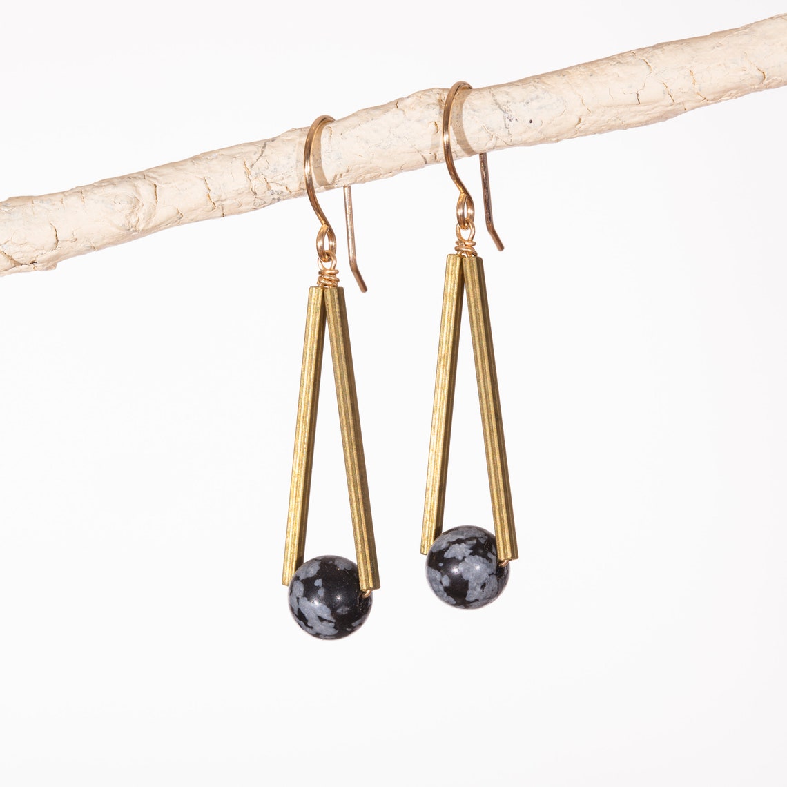 Gemstone Earrings // Obsidian Jewelry // Boho Chic Earrings ...