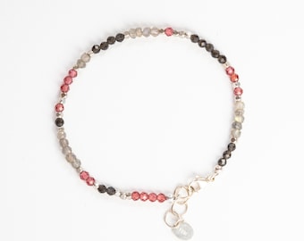 Minimalist gemstone bracelet // labradorite bracelet // multicolor bracelet // obsidian bracelet // multi gemstone bracelet // gifts for her