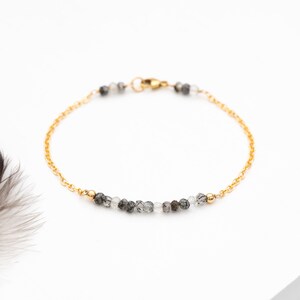 Delicate gemstone bracelet // minimalist bracelet gold // dainty bracelet gold // minimalist gemstone bracelet // birthstone bracelet Tourmalated quartz