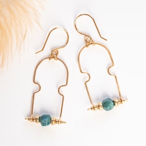 Gold geo earrings // gemstone statement earrings // modern statement earrings // geometric earrings // bloodstone earrings // gifts for her