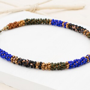 Beaded choker necklace // boho necklace // blue statement necklace // one of a kind // rope necklace // boho chic jewelry // gifts for her