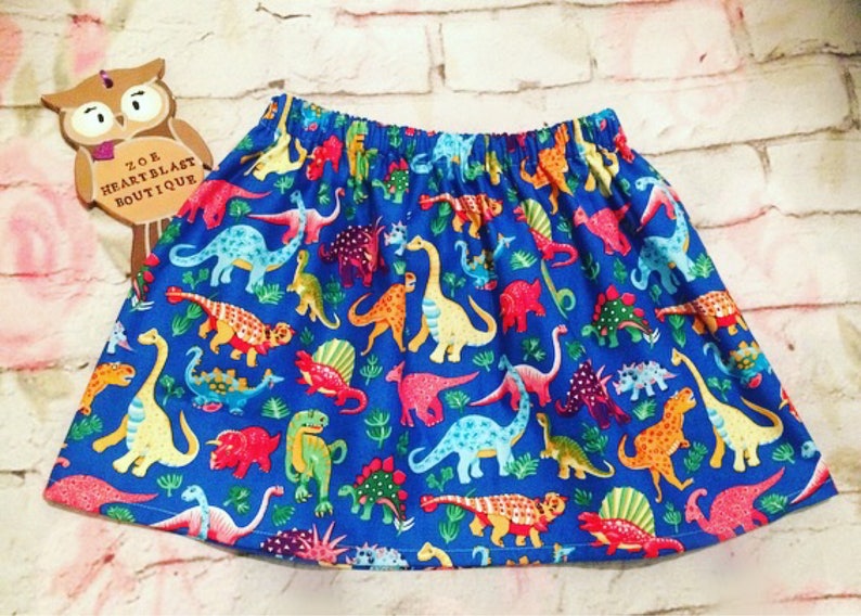 Girls Dinosaur Skirt Multicoloured Rainbow Dino Roar Rawr Fashion Baby Toddler Infant Kids Child Teen Adult Fashion Dinosaur Birthday Party image 3