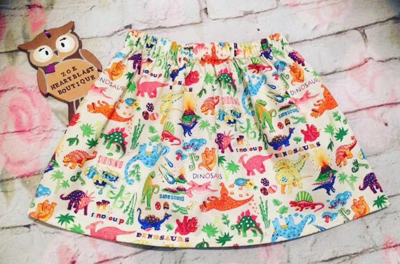 Girls Dinosaur Skirt Multicoloured Rainbow Dino Roar Rawr Fashion Baby Toddler Infant Kids Child Teen Adult Fashion Dinosaur Birthday Party image 2