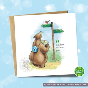Cute Lost Bear Looking for Love! • Bear Greetings Card