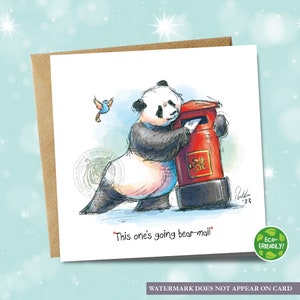 Carte panda • Vous envoyez une lettre... Ours le courrier ! • Joli dessin de panda !