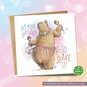 Carte d'anniversaire ours • Secouez ! Secouez votre coeur le jour de votre anniversaire