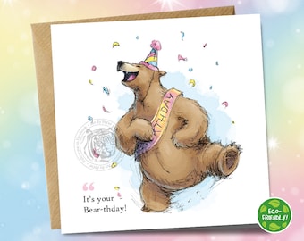 Bear Birthday Card • Dancing Party Bear!