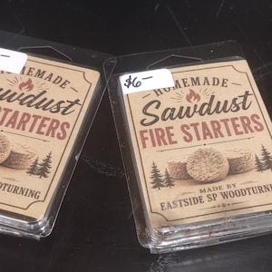 Handmade sawdust and candle wax firestarter pack (6)