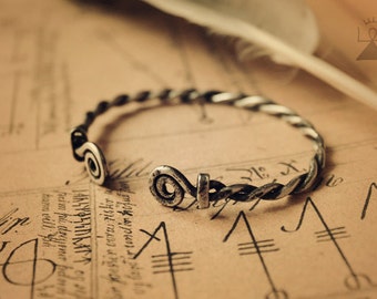 Braided metal bracelet • Viking style torque bracelet  •  Scandinavian arm ring