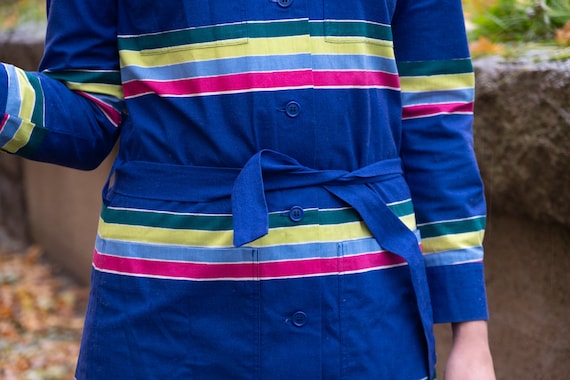 Marimekko Vintage Dress, Blue Stripe Dress - image 8