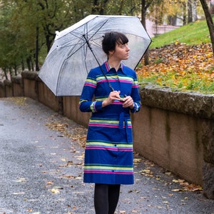 Marimekko Vintage Dress, Blue Stripe Dress