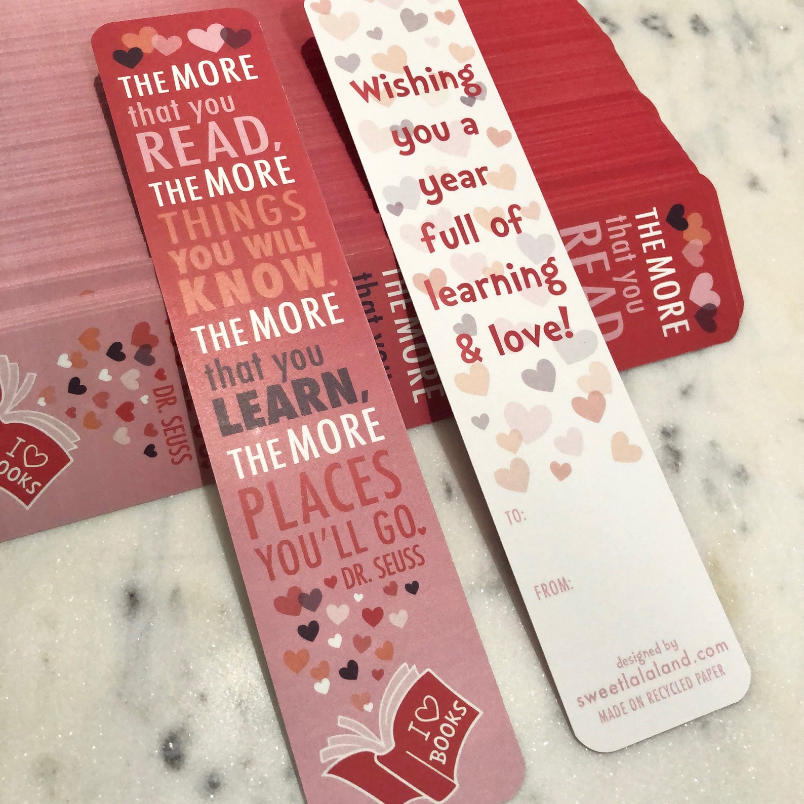 I LOVE BOOKS Valentine's Bookmarks Etsy
