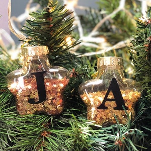 Personalised Initial Glitter Filled Star Baubles