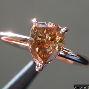 0.81ct Brown SI2 Pear Shape Diamond Ring R9898