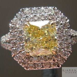 1.22ct Intense Yellow VS2 Radiant Cut Diamond Ring R4569