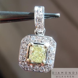 0.32ct Fancy Yellow SI1 Cushion Cut Diamond Pendant R4889