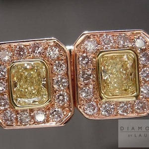 0.87ctw Natural Yellow and Pink Diamond Earrings R4415
