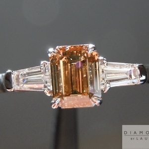 0.77ct Brown SI2 Emerald Cut Diamond Ring R5150