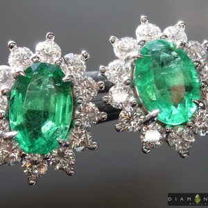 2.06cts Oval Brilliant Emerald Earrings R8872