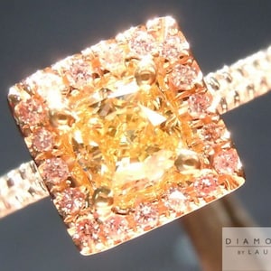 0.56ct Intense Yellow SI1 Princess Cut Diamond Ring R5379