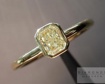 0.39ct Fancy Light Yellow VS1 Radiant Cut Diamond Ring R4648