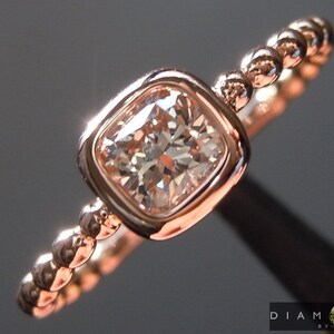 0.47ct M (Brown) VS2 Cushion Cut Diamond Ring R6995