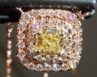 0.45ct Gelb SI2 Kissenschliff Diamant Anhänger R6861