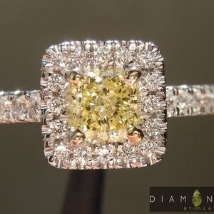 0.45ct Fancy Yellow SI2 Radiant Cut Diamond Ring R6589