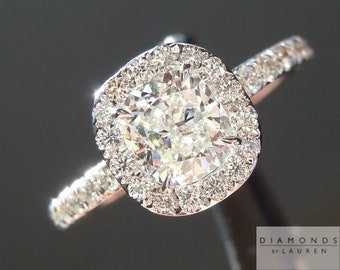 0.80ct J SI1 Kissenschliff Diamant Ring R5211