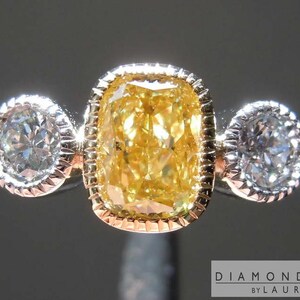 1.01ct Intense Yellow I1 Cushion Cut Diamond Ring R7361