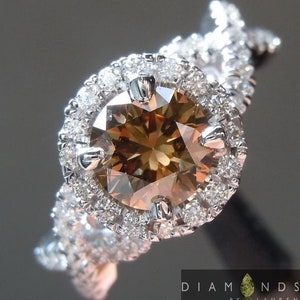 1.06ct Brown I1 Round Brilliant Diamond Ring R6187