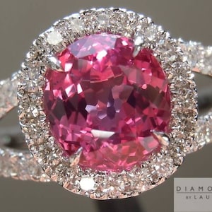 1.95ct Pink Cushion Cut Sapphire Ring R5367