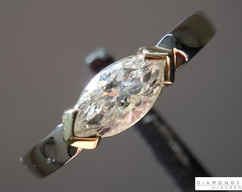 Anillo de diamantes cultivados en laboratorio, talla marquesa, 0,53 ct, color E, claridad VVS2, modelo R11102