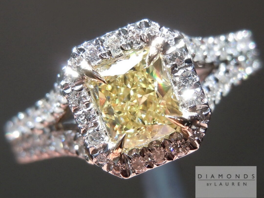 0.55ct Yellow VS2 Radiant Cut Diamond Ring R6587 - Etsy