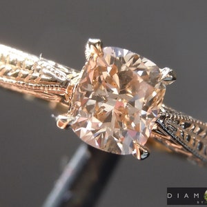 1.02ct Brown SI2 Cushion Cut Diamond Ring R7493