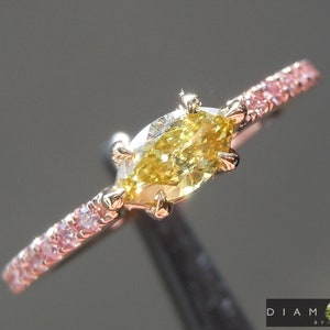 0.27ct Yellow VS2 Marquise Diamond Ring R7681