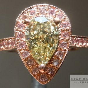 1.24ct Brownish Greenish Yellow VS1 Pear Diamond Ring R4125